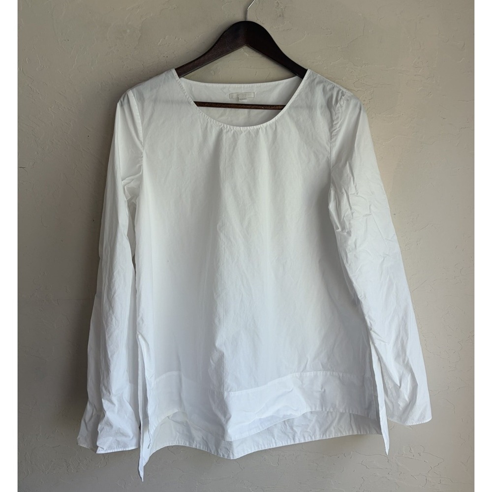 COS White Cotton Poplin Blouse M EU 38 Minimalist Relaxed Fit Quiet Luxury Top